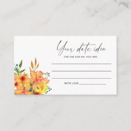 Tarjeta De Recepción Ideas para una noche de cita con acuarela floral \