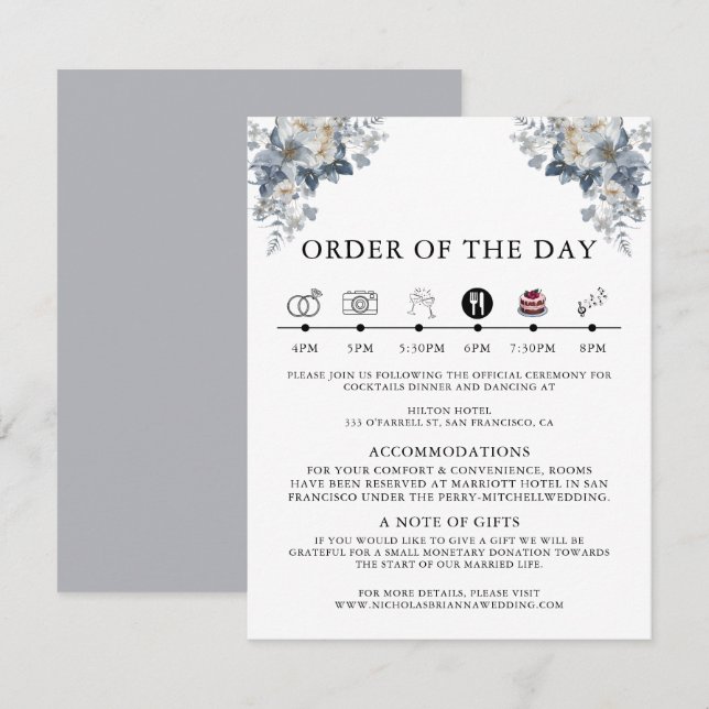 Tarjeta De Recepción ilustración acuarela rústica de una floral  (Anverso / Reverso)