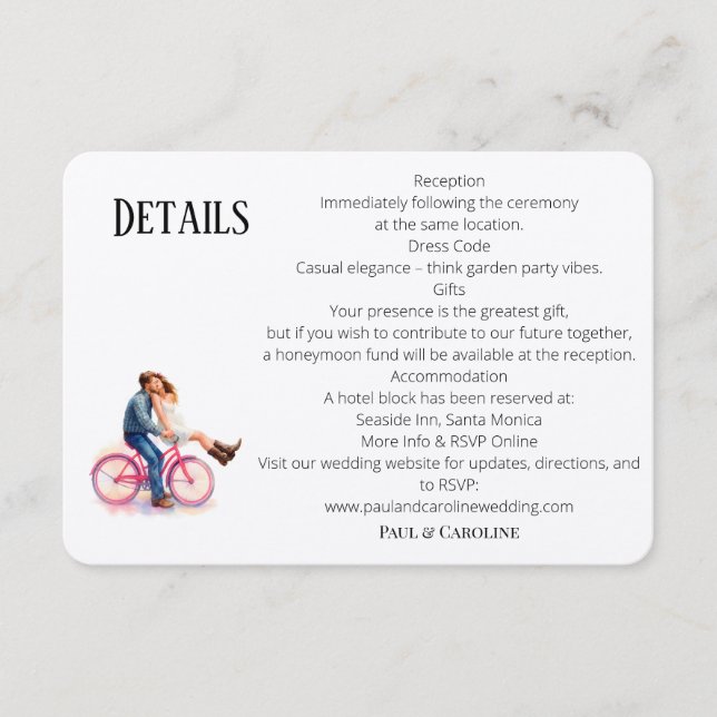 Tarjeta De Recepción Ilustracion Casual Romántico Pareja Moderno (Anverso)