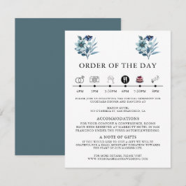 Tarjeta De Recepción Ilustración de Acuarela Rústica Ramo Floral Azul