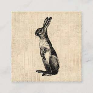 Tarjeta De Recepción Ilustracion de Conejo Vintage Bungalow Antiguo