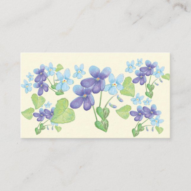 Tarjeta De Recepción Ilustracion de flores violetas silvestres (Anverso)