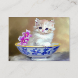 Tarjeta De Recepción Ilustracion de gatito blanco vintage