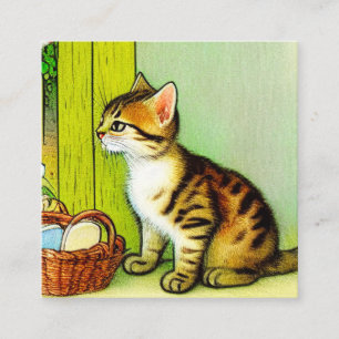 Tarjeta De Recepción Ilustracion de gato de tabby de época