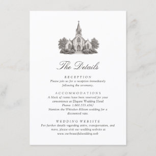 Tarjeta De Recepción Ilustración de iglesia boda elegante