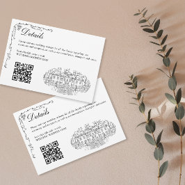 Tarjeta De Recepción Ilustracion de la mansión del Boda de mano dibujad