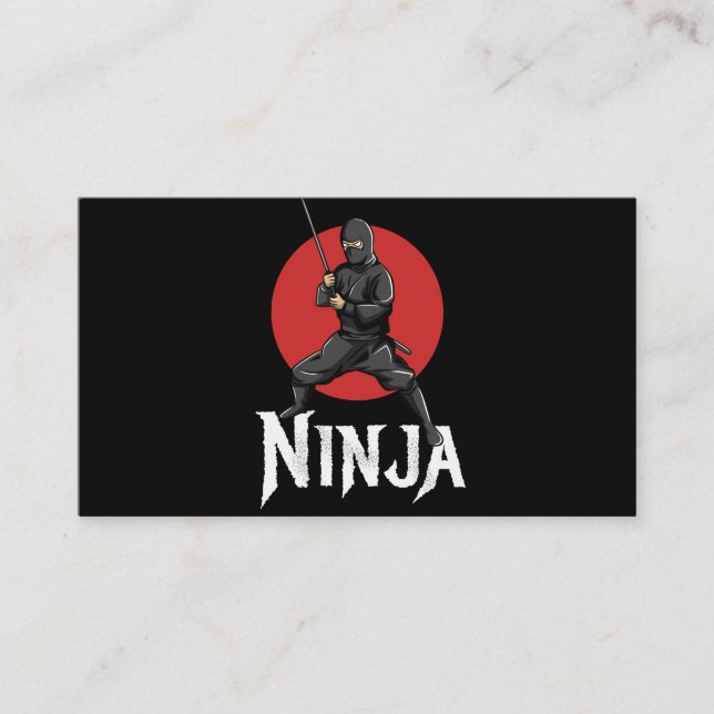 Tarjeta De Recepción ilustracion de ninja japonesa sosteniendo espada (Anverso)