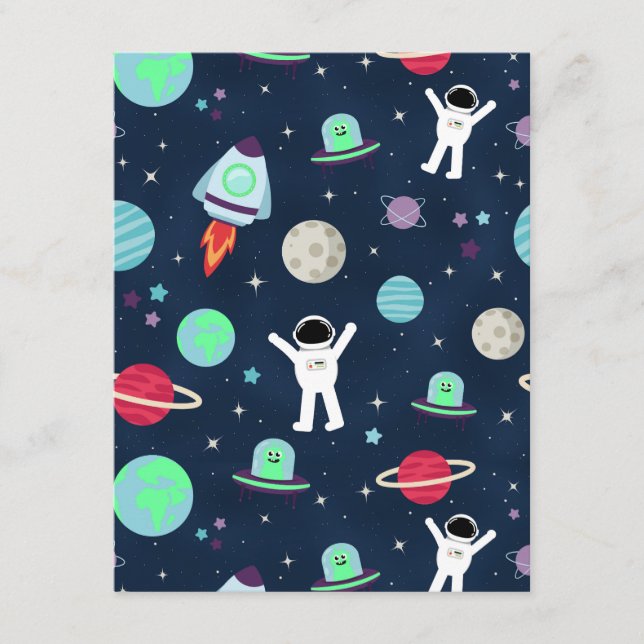 Tarjeta De Recepción Ilustracion de patrón de espacio (Anverso)