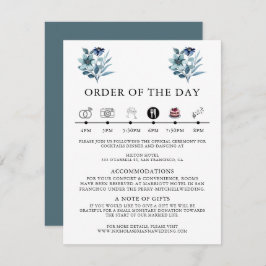 Tarjeta De Recepción ilustración en acuarela rústica ramo floral azul