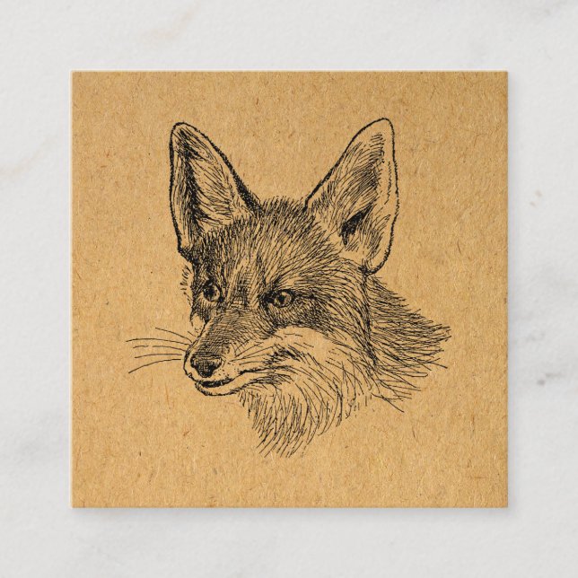 Tarjeta De Recepción Ilustracion Fox de época Arte de animales de época (Anverso)