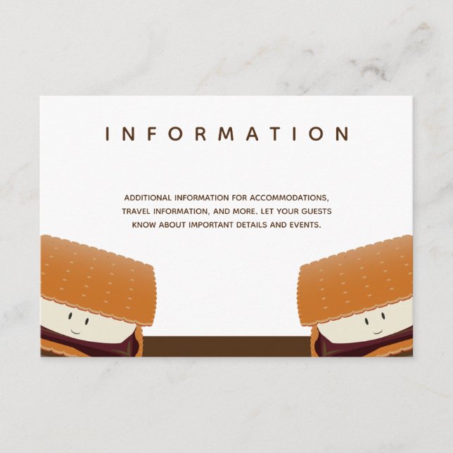 Tarjeta De Recepción Ilustracion más Boda Información marrón blanca (Anverso)