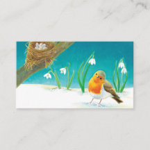Ilustracion Red Robin Bird & Snowdrop
