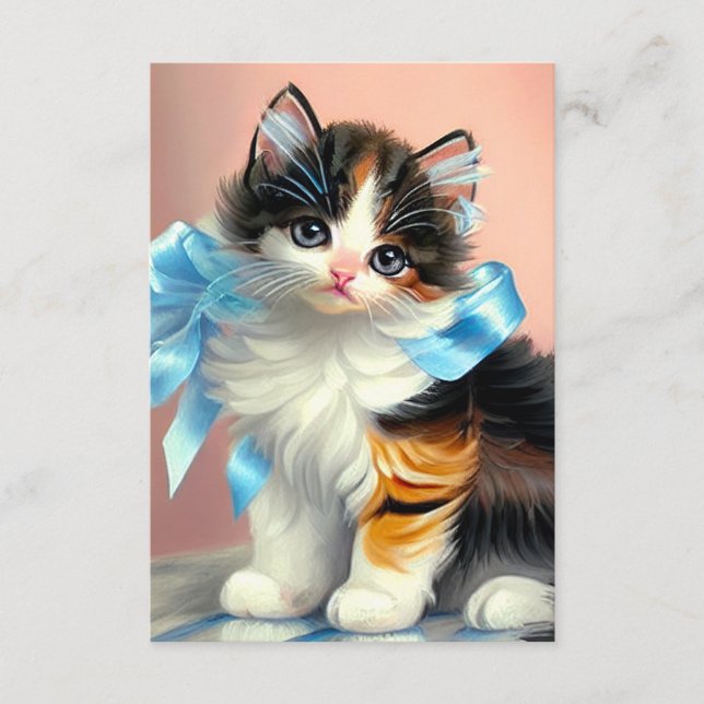 Tarjeta De Recepción Ilustracion Vintage Calico Kitten (Anverso)