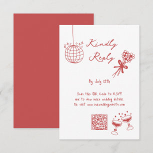 Tarjeta De Recepción Ilustraciones dibujados a mano Doodles Boda marrón