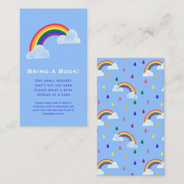 Tarjeta De Recepción Ilustras arcoiris solicitud de libro de Baby Showe (Anverso / Reverso)