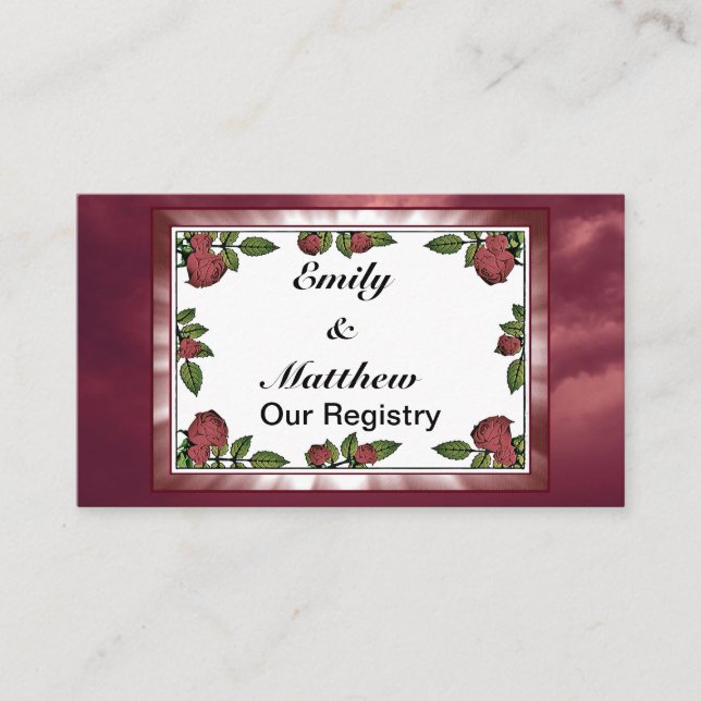 Tarjeta De Recepción Imagen de marco Roses Rojos con registro de nubes  (Anverso)