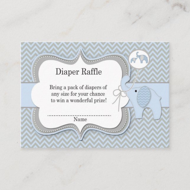 Tarjeta De Recepción Impresión de elefante bebé Raffle Chevron (Anverso)