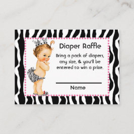 Tarjeta De Recepción Impresión rosa y cebra Pequeña Princesa Diaper Raf