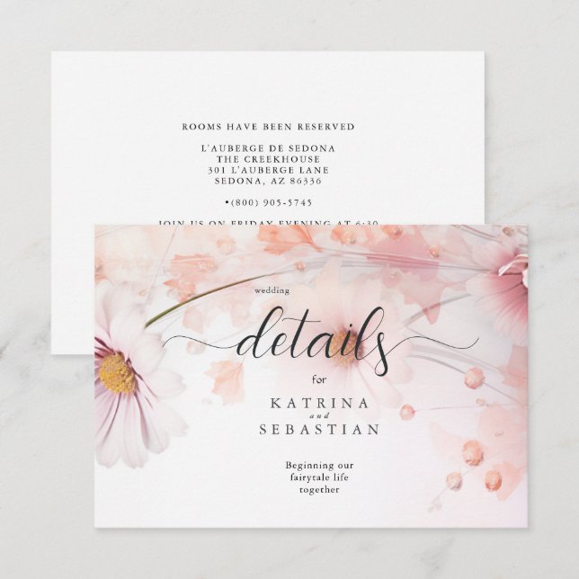 Tarjeta De Recepción Impresionantes Daisies Rosa (Anverso / Reverso)