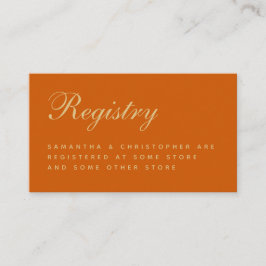 Tarjeta De Recepción Incluyente de Registro de Boda Simple Naranja Quem