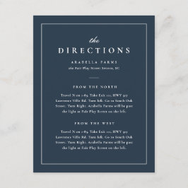 Tarjeta De Recepción Indicaciones de Boda Clásicas Elegantes de Azul Ma