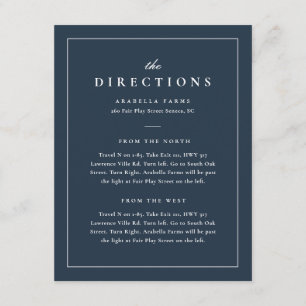 Tarjeta De Recepción Indicaciones de Boda Clásicas Elegantes de Azul Ma