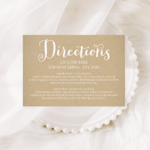 Tarjeta De Recepción Indicaciones de boda de caligrafía Kraft rústica