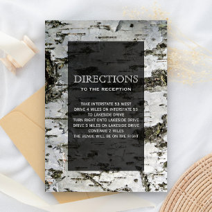 Tarjeta De Recepción Indicaciones de boda modernas con corteza de abedu