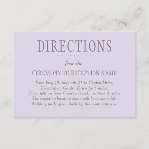 Tarjeta De Recepción Indicaciones de Boda Rústica Morado Verde