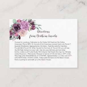 Tarjeta De Recepción Indicaciones Florales Morado Sangria Mauve
