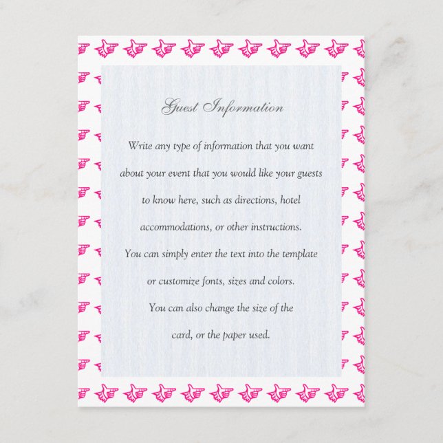 Tarjeta De Recepción Índice rosa (Anverso)