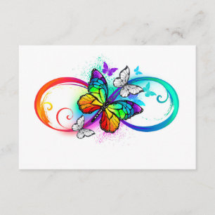 Tarjeta De Recepción Infinidad brillante con la mariposa arcoiris