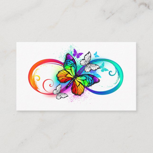 Tarjeta De Recepción Infinidad brillante con la mariposa arcoiris (Anverso)