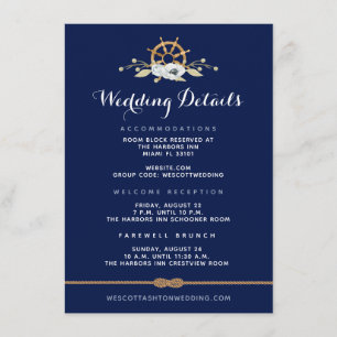 Tarjeta De Recepción Infinidad náutica ⚓ detalles del Boda anémico blan
