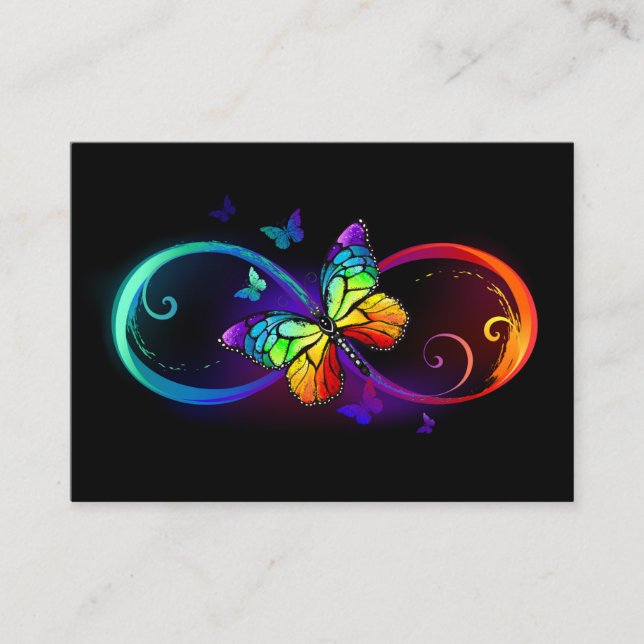 Tarjeta De Recepción Infinidad vibrante con mariposa arco iris sobre ne (Anverso)