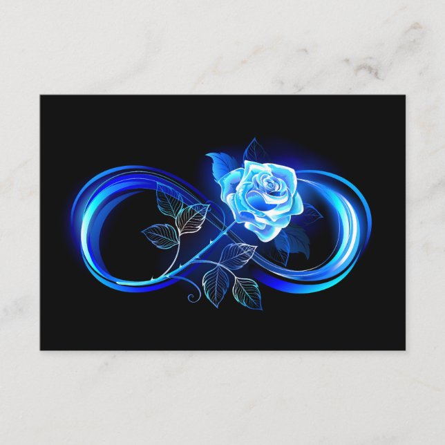 Tarjeta De Recepción Infinito brillante con rosa azul (Anverso)