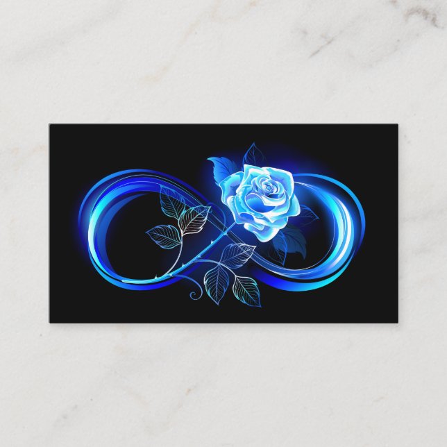 Tarjeta De Recepción Infinito brillante con rosa azul (Anverso)