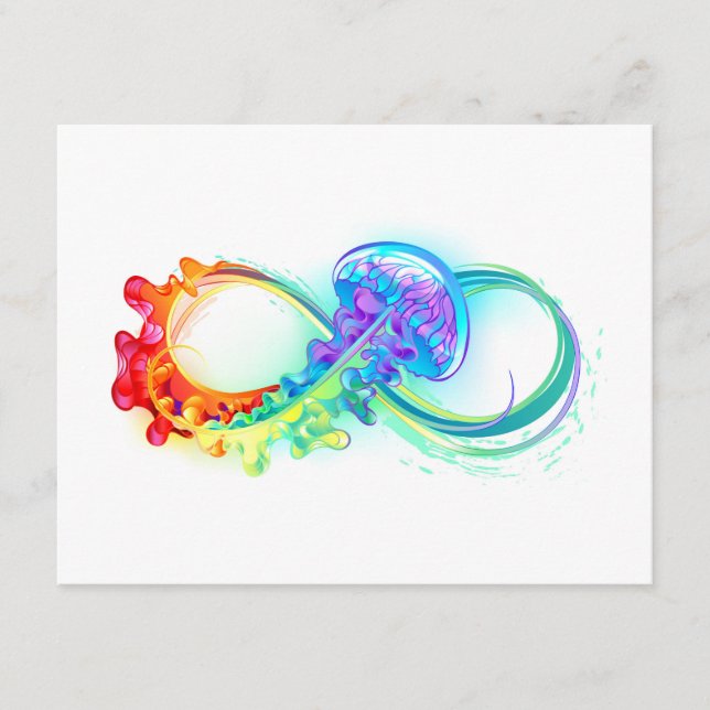 Tarjeta De Recepción Infinito con medusa arcoíris (Anverso)