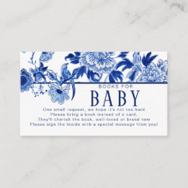 Tarjeta De Recepción Influencia asiática Navía Floral Azul Pájaros Bebé
