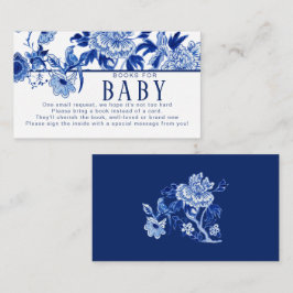 Tarjeta De Recepción Influencia asiática Navía Floral Azul Pájaros Bebé