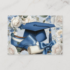 Tarjeta De Recepción Información Adicional de Graduación Azul y Blanco