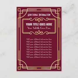 Tarjeta De Recepción Información adicional sobre Art Deco Boda Gold Bur
