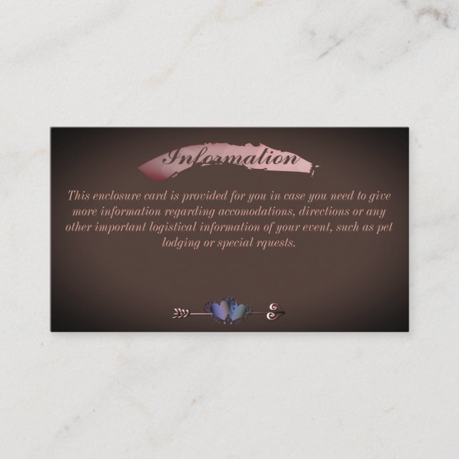 Tarjeta De Recepción Información boda Chocolate Sangria (Anverso)