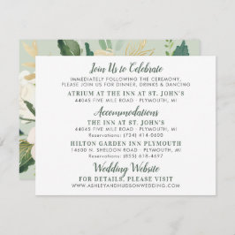 Tarjeta De Recepción Información Boda de Cream Gold Floral Greeneration