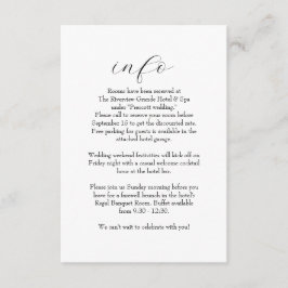 Tarjeta De Recepción Información boda elegante, sencilla, en blanco y n