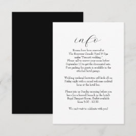 Tarjeta De Recepción Información boda elegante, sencilla, en blanco y n