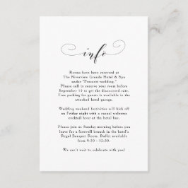 Tarjeta De Recepción Información boda elegante, sencilla, en blanco y n