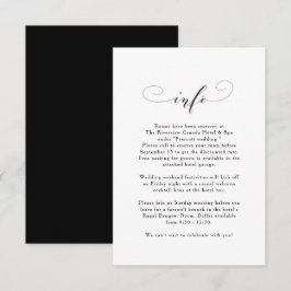 Tarjeta De Recepción Información boda elegante, sencilla, en blanco y n