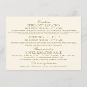 Tarjeta De Recepción Información Boda floreciente de marfil vintage