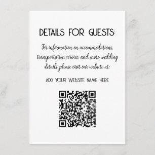 Tarjeta De Recepción Información boda Invitados Código QR Elegante MIni